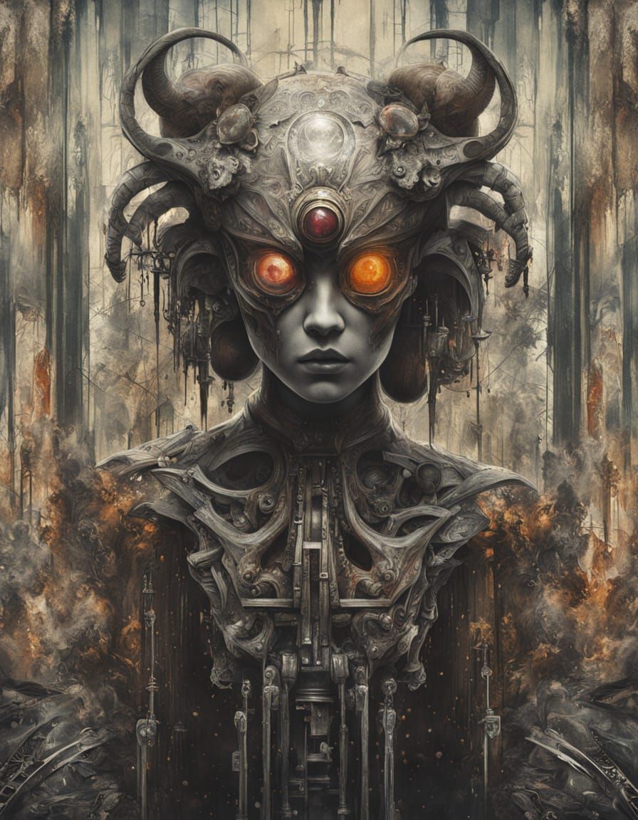 Contemplative Woman with Bandaged Eyes in Surreal Art Style