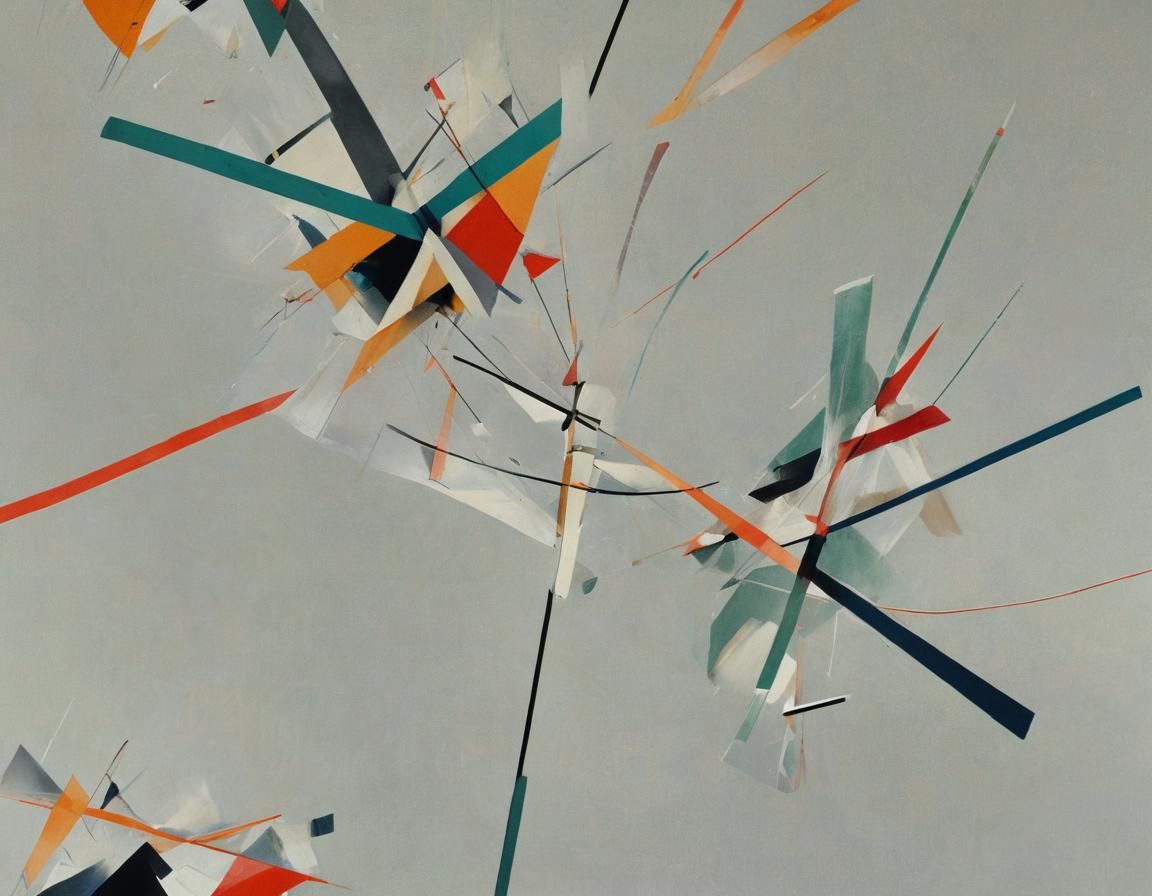 El Lissitzky Style Abstract Geometric Forms in Oil