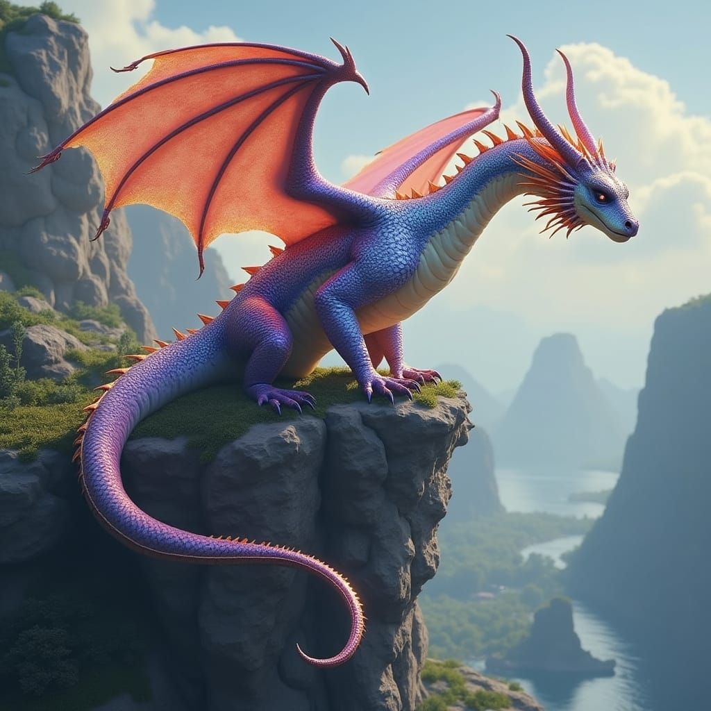 Majestic 5D Dragon in Iridescent Splendor