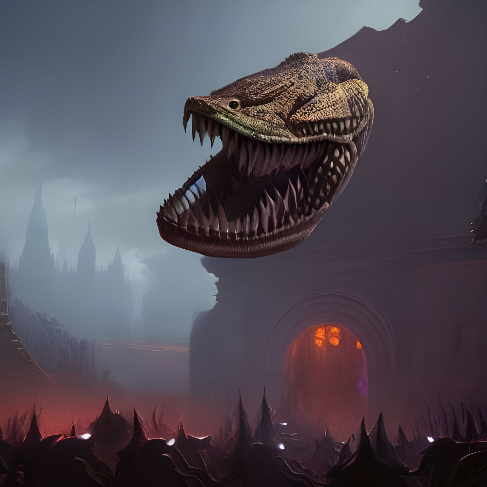 Lizardfolk Performers at a Dark Fantasy Monster Circus