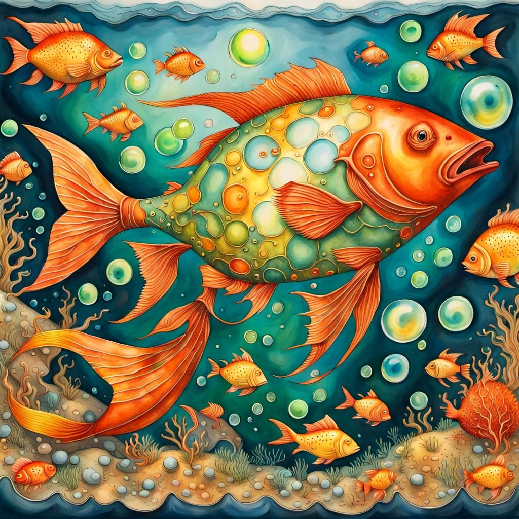 Underwater Treasure Map in Hyperdetailed Watercolor Style