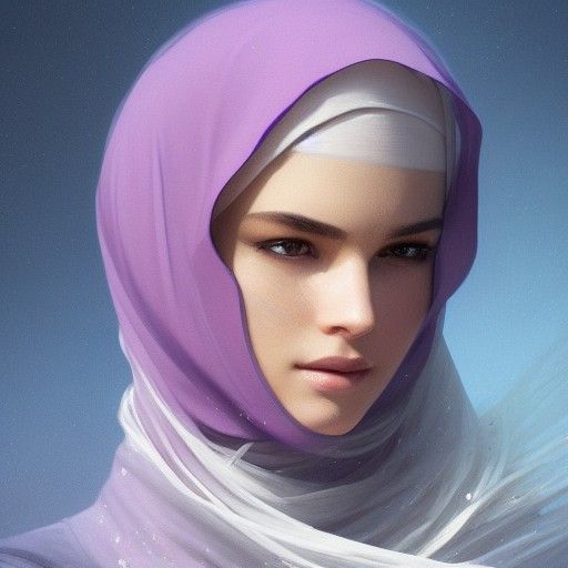 Butterfly Hijab Portrait in Art Nouveau Style