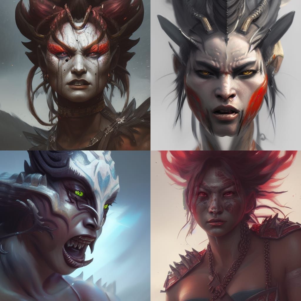 Detailed Oni Warrior Portrait in Dark Fantasy Style