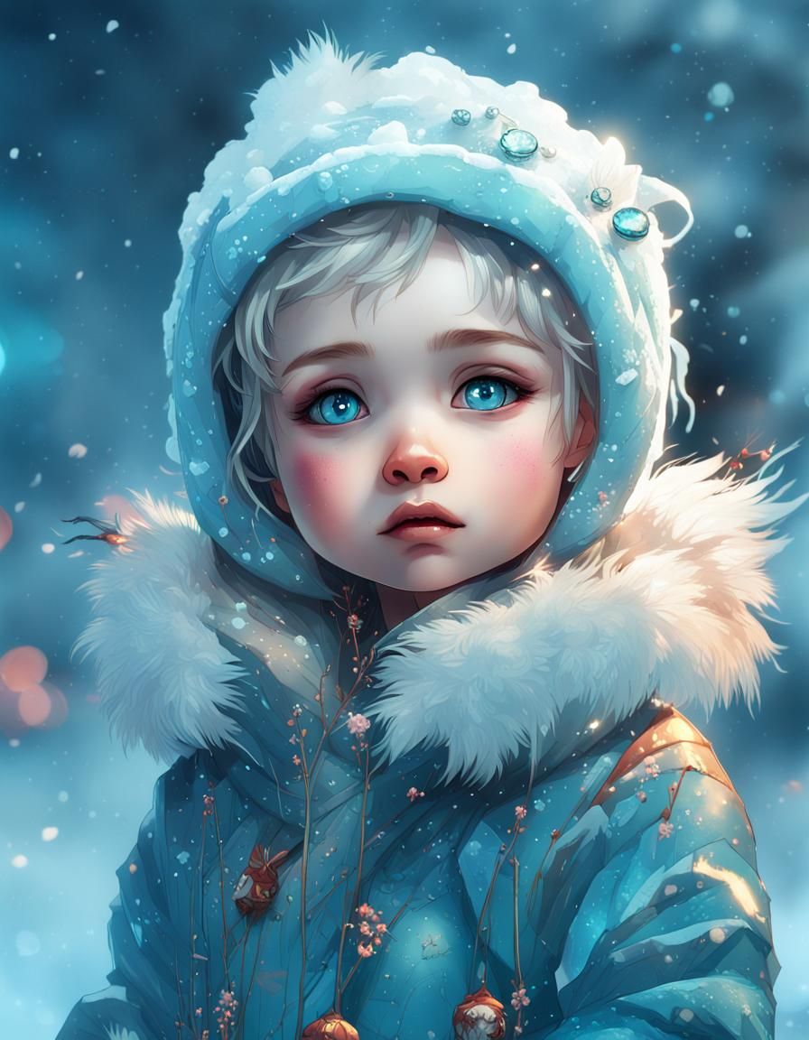 Colorful Ice Princess in Winter Wonderland