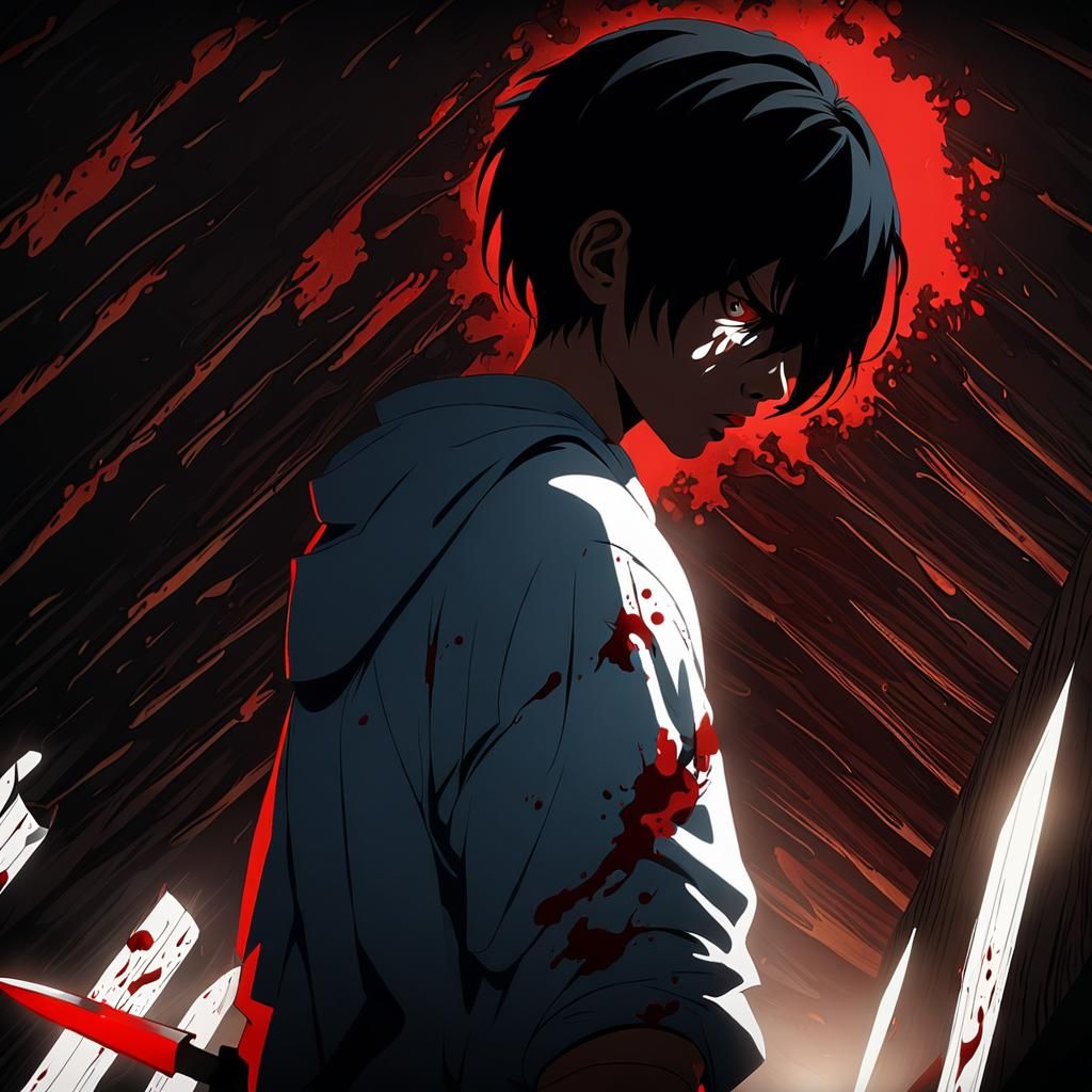 Anguished Asian Youth in Anime Style