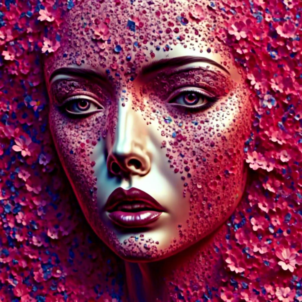 Ethereal Flower Woman Portrait in Lush Garden