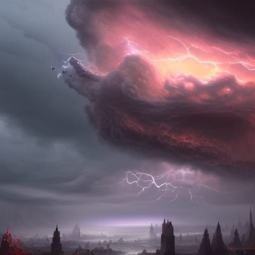 Apocalyptic Storm Clouds in Detailed Matte Painting