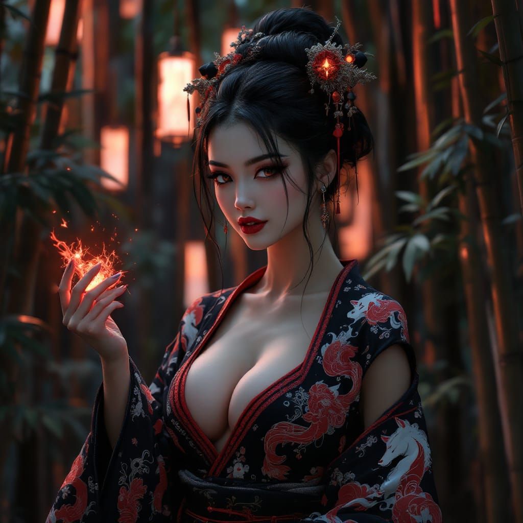 Geisha's Shadow Magic in Bamboo Grove