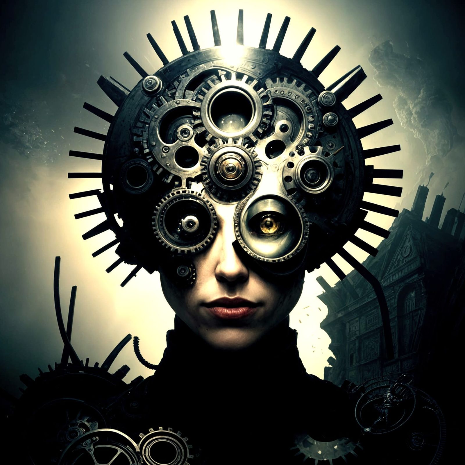 Ethereal Screams in Mystic Fog, Steampunk-Inspired Digital A...