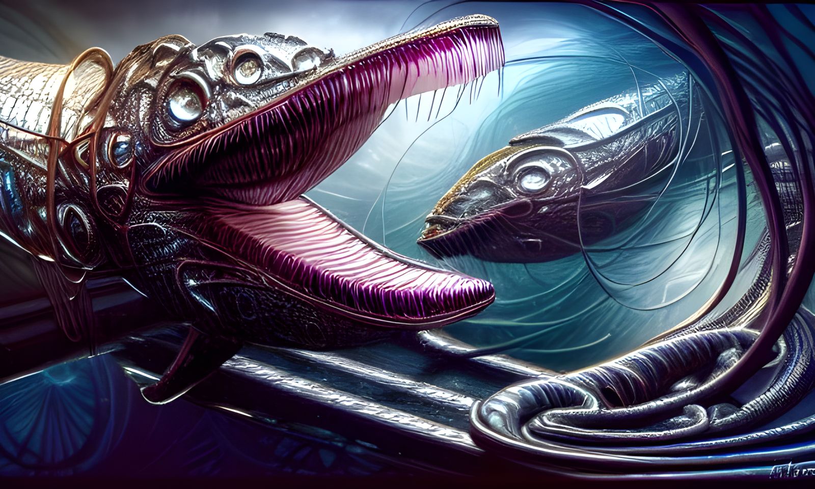 Eels Trapped in Diamond Cage, Digital Art