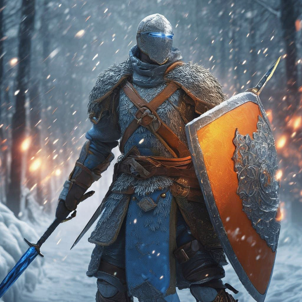 Human Soldier in Blizzard War, Fantasy Concept Art