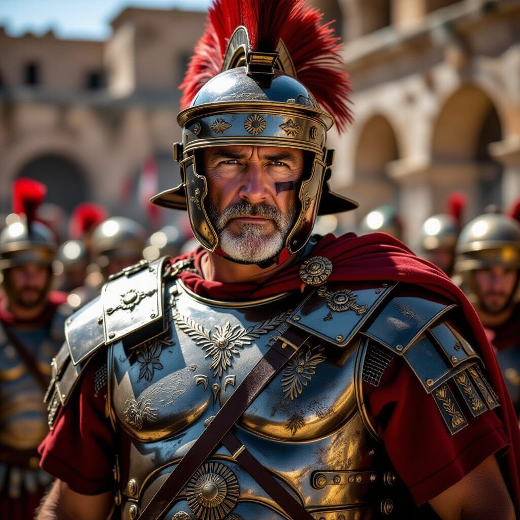 Battle-Hardened Roman Centurion in Cinematic Scene