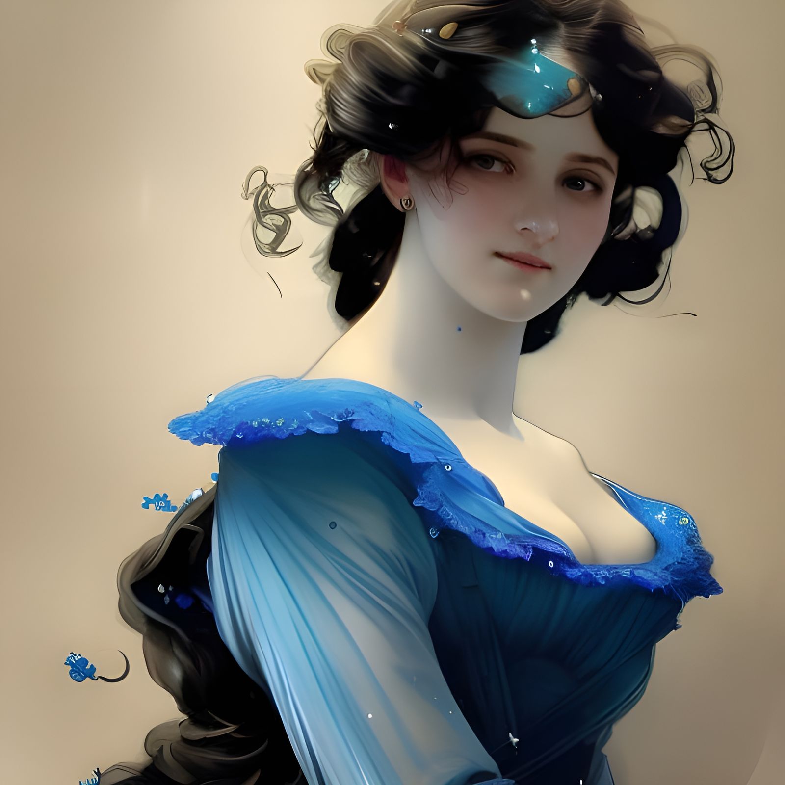 19th Century Lady Portrait in Art Nouveau Style