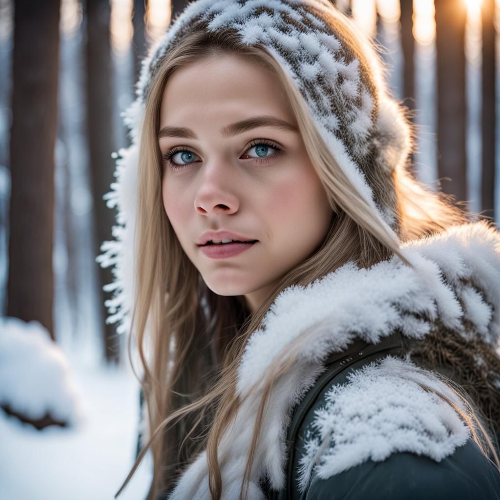 Smiling Ranger in Winter Forest