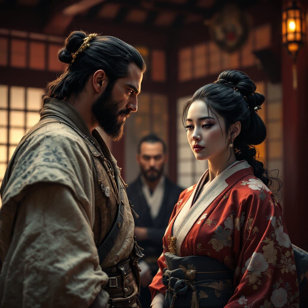 Blackthorne Meets Toranaga-sama: Hyperrealistic Scene