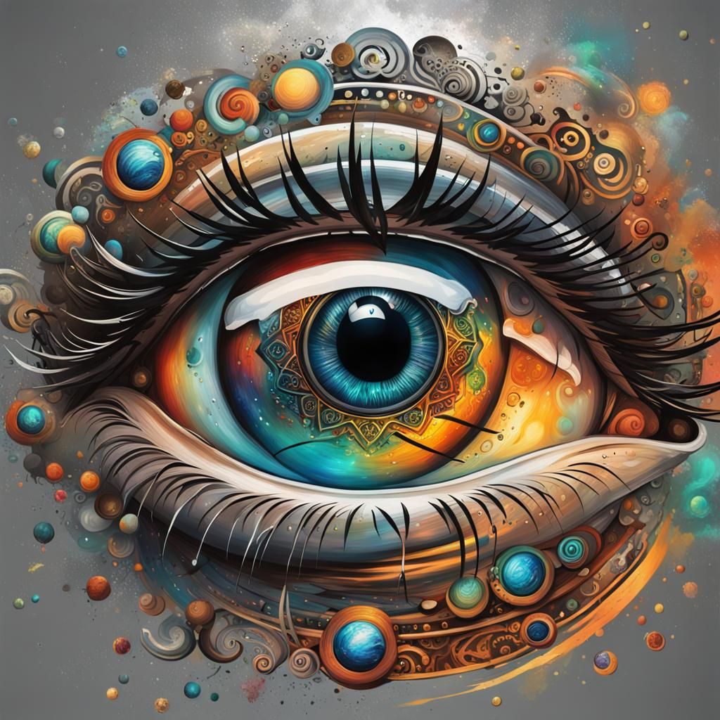 Planetary Eye with Metal and Tribal Tattoo