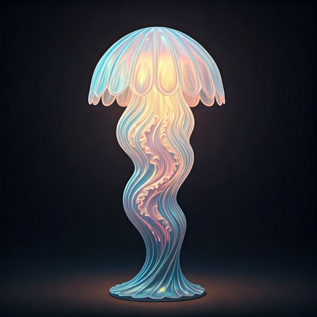 Jellyfish Floor Lamp in Holographic Art Style