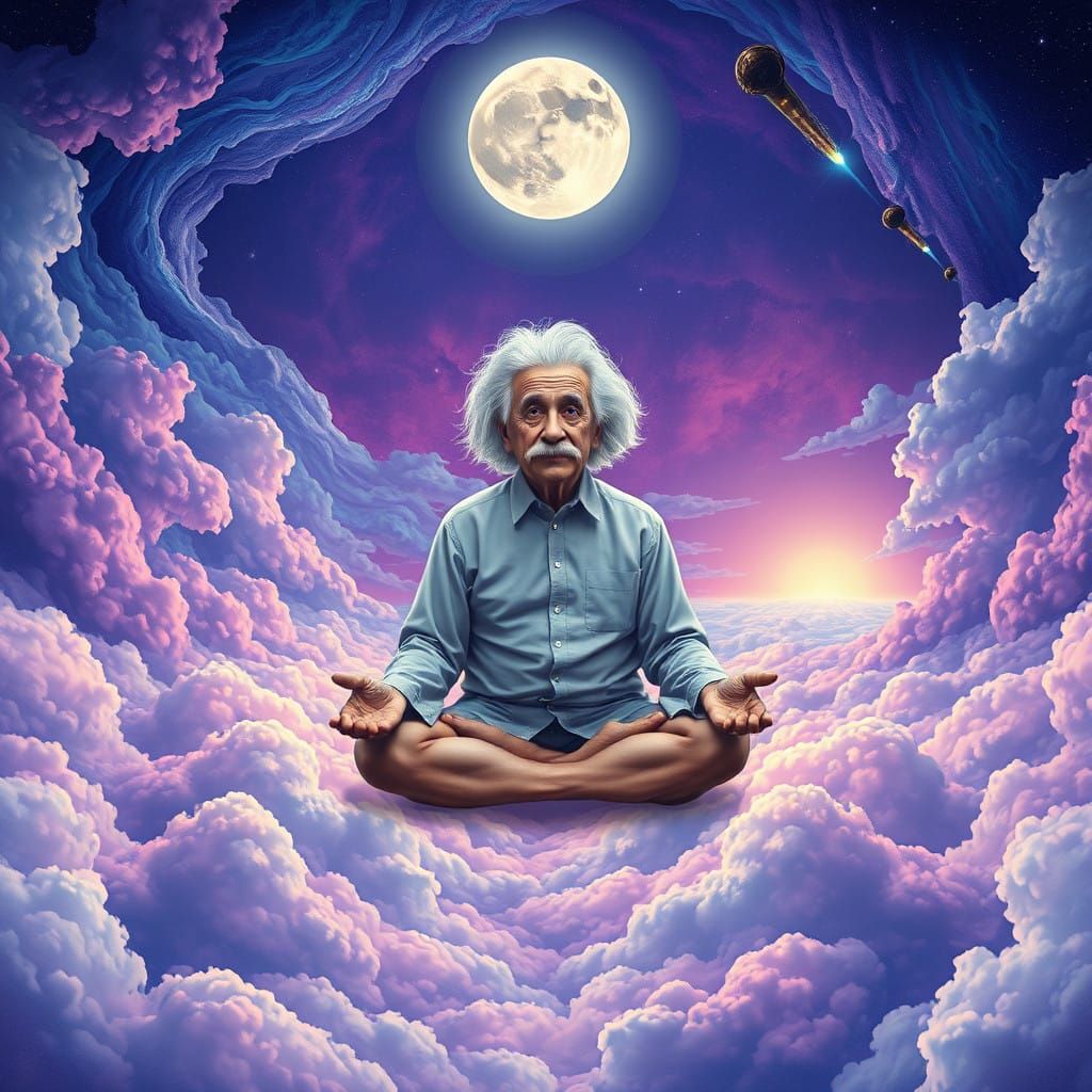 Cosmic Visionary in Serene Astral Landscape