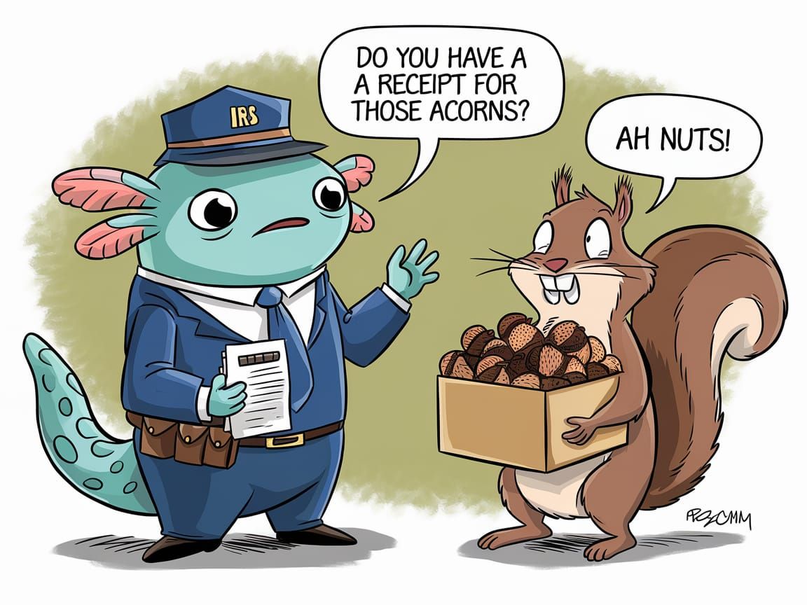 Axolotl IRS Agent Confronts Nervous Squirrel in Hilarious Ca...