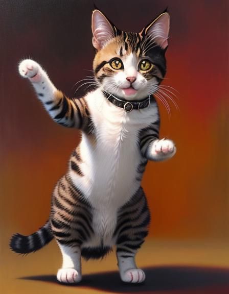 Dancing Cat in Oil Painting by James Gurney