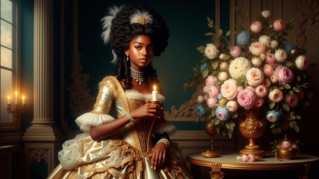 Rococo Beauty in Elegant 18th Century Attire