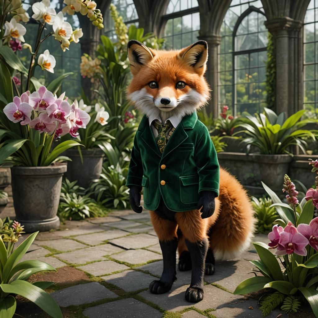 Fox in Green Velvet Jacket at Underhill Abbey