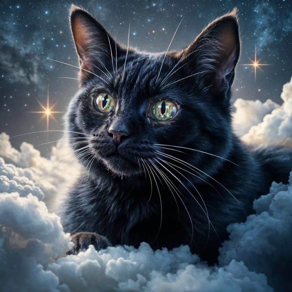 Cosmic Feline in Ethereal Glow