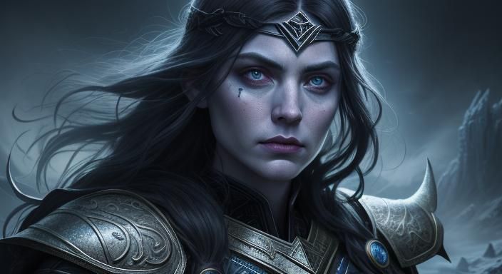 Asgardian Warrior in Ice Cave, Digital Art