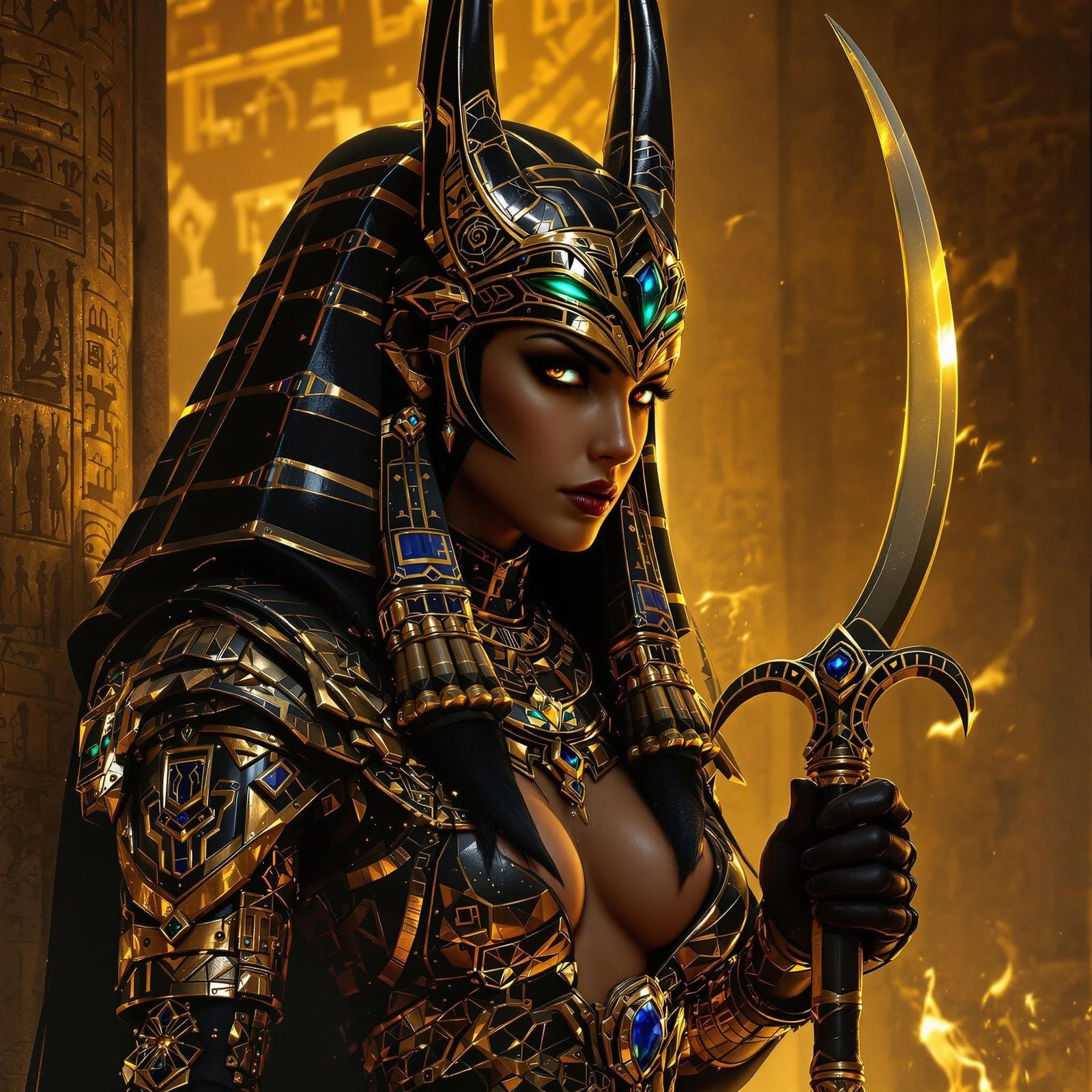 Surreal Goddess of Ancient Power in Dark, Mystical Realism