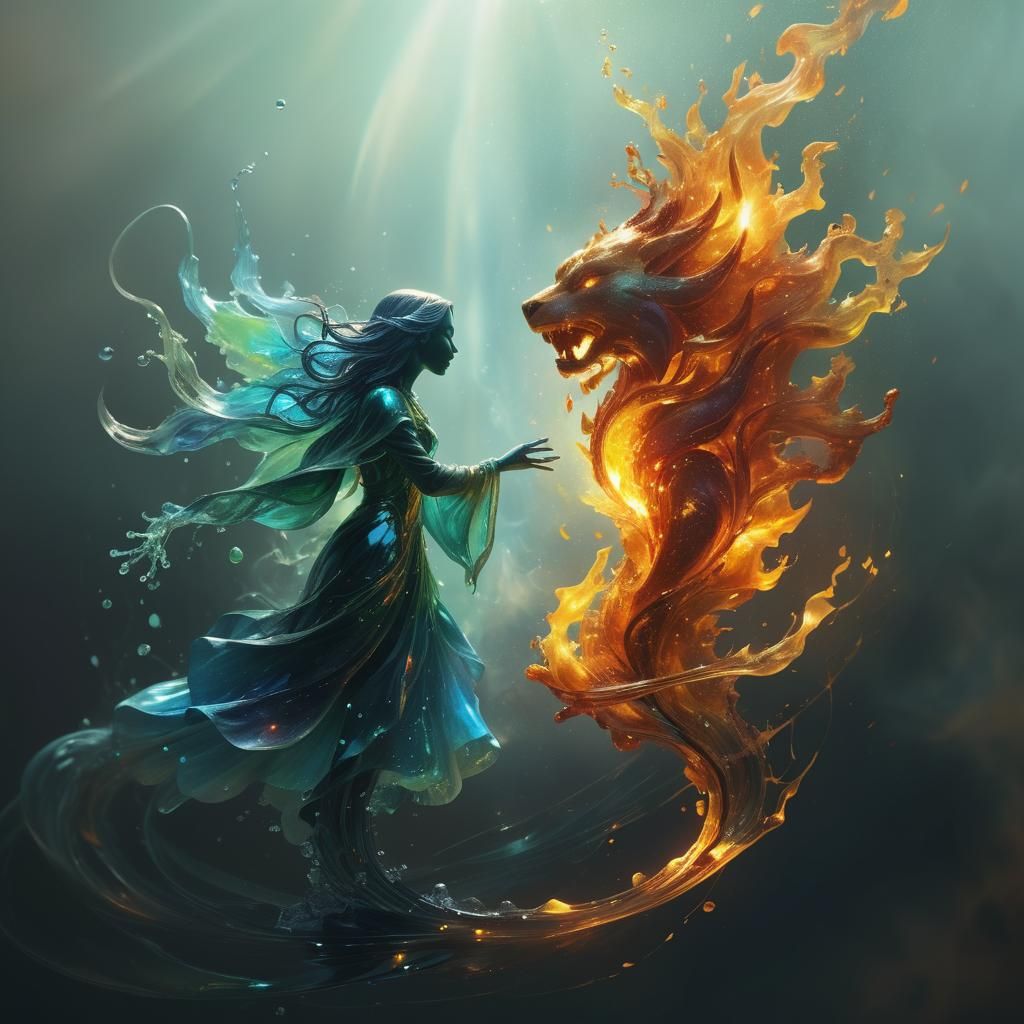 Fire Elemental Gemstone with Swirling Flames