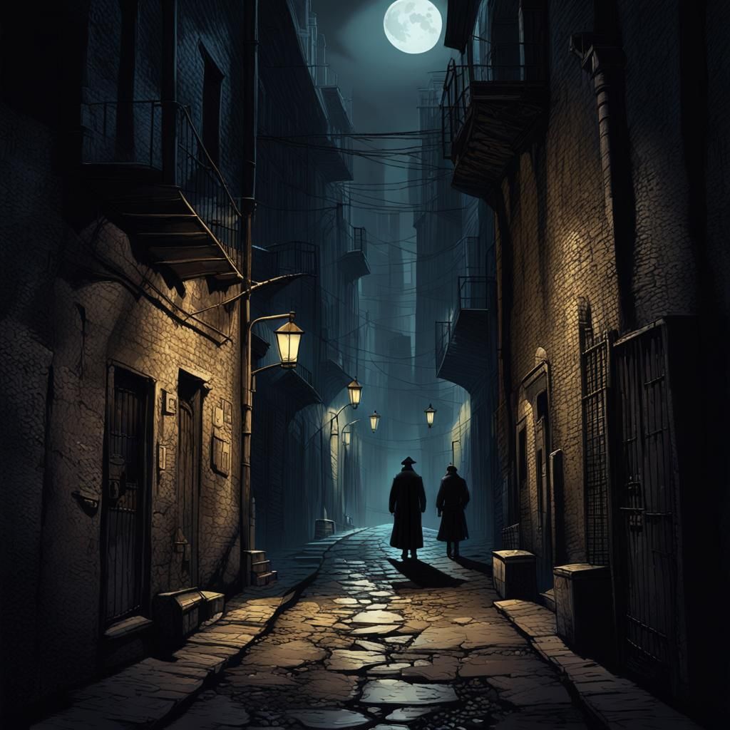 Enigmatic Figures in a Forgotten City Alleyway