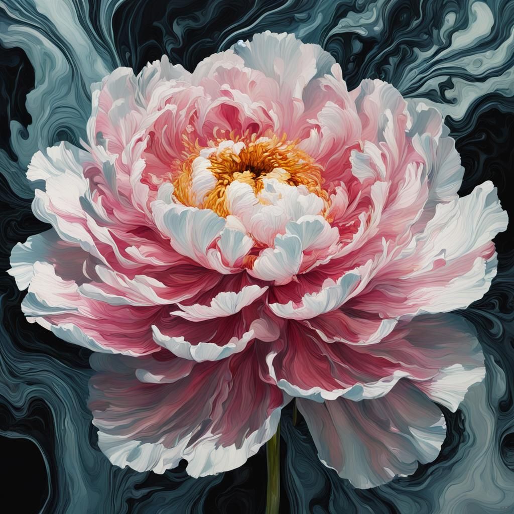 Abstract Marbled Flower in Ray Tracing Style