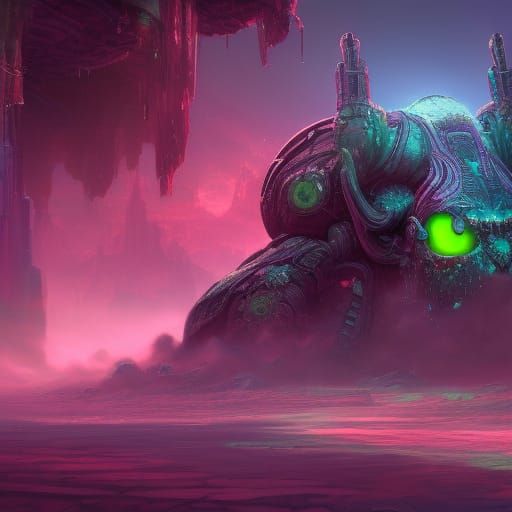 Detailed Matte Painting of Brainiac in Deep Color