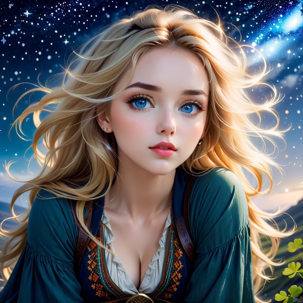 Bohemian Girl with Starlight Eyes by WLOP