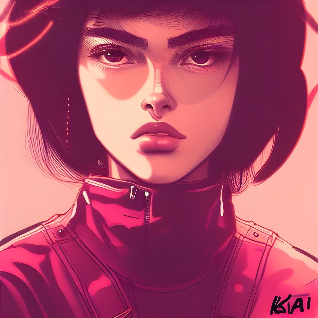 Manga Style Badass Girl on Motorbike