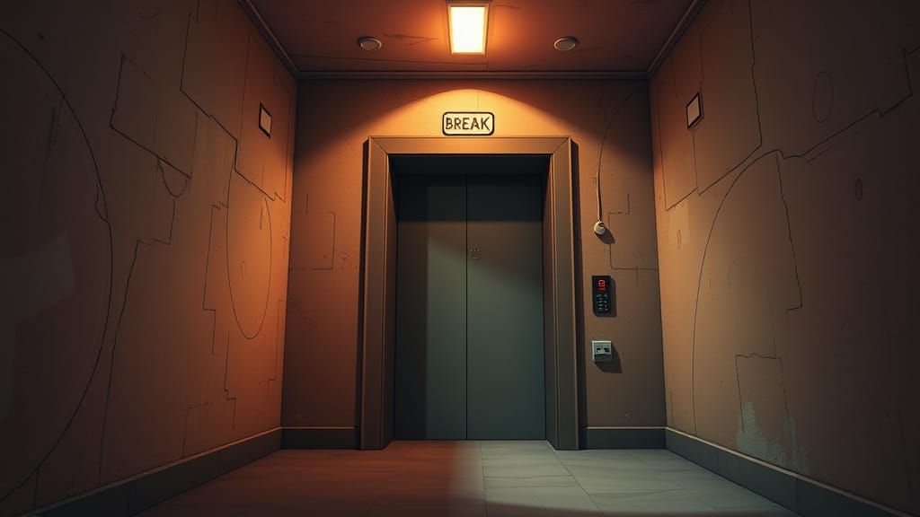 Eerie Old Elevator in Cinematic Anime Style
