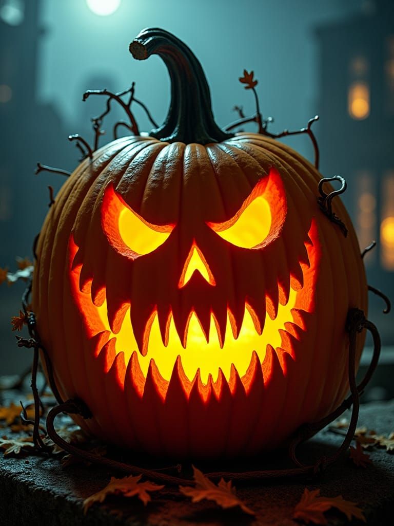 Gothic Batman Pumpkin in Art Deco Setting