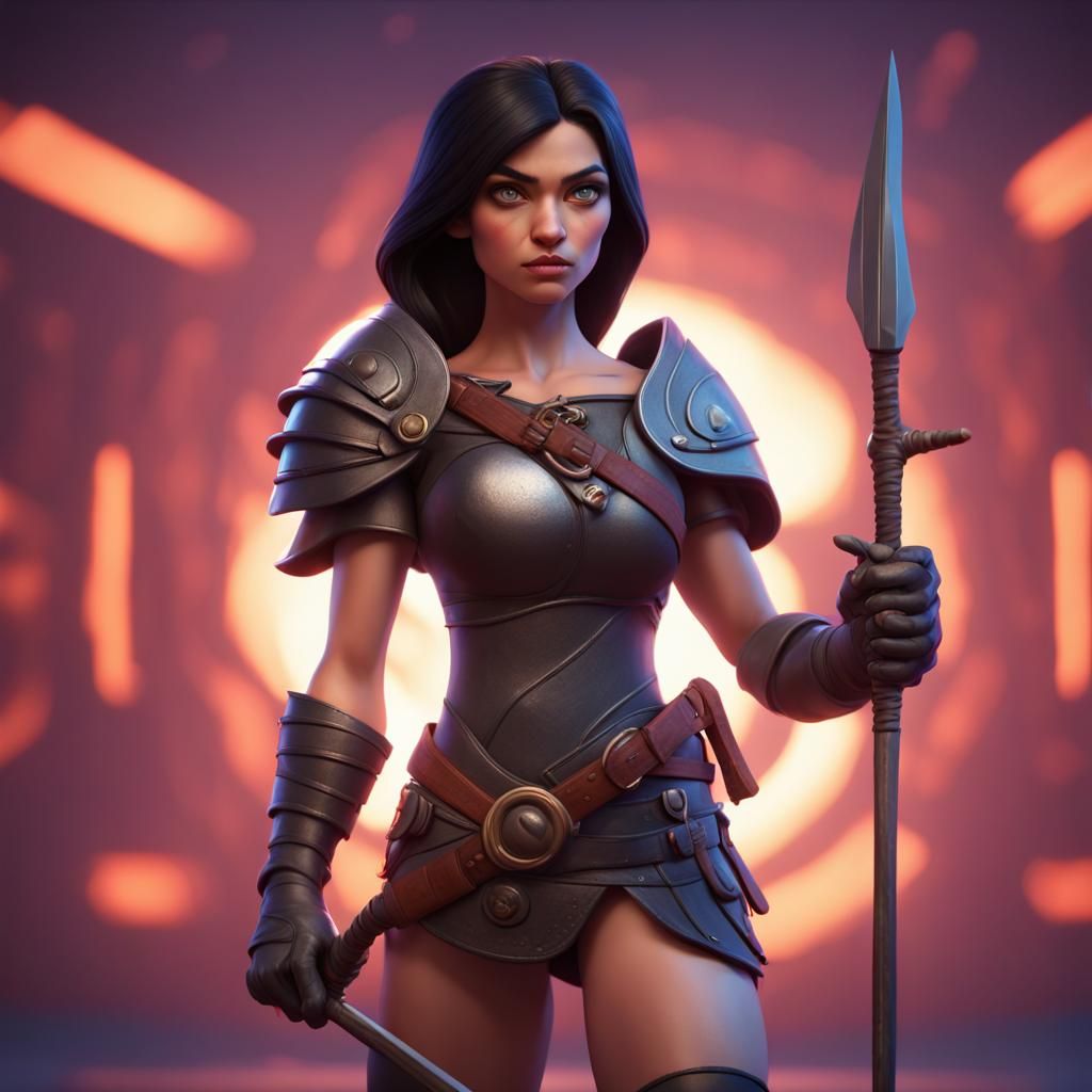 Warrior Girl: 3D Digital Art in Pixar Style