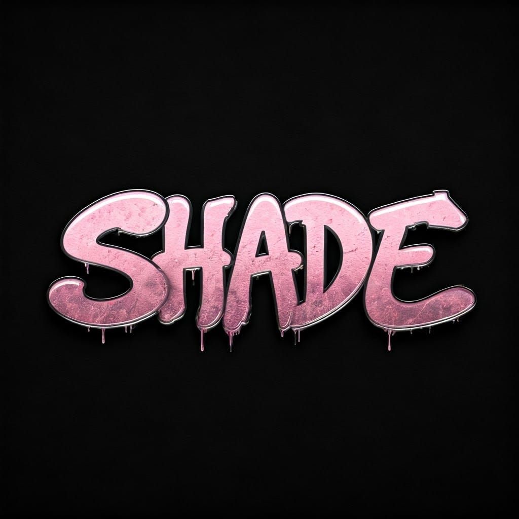 Graffiti-Inspired Gothic Typography in Metallic Grey and Pin...