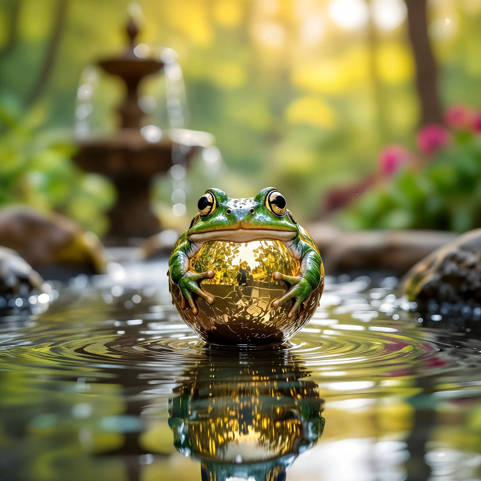 Golden Orb Reflecting Frog in Picturesque Nature Scene