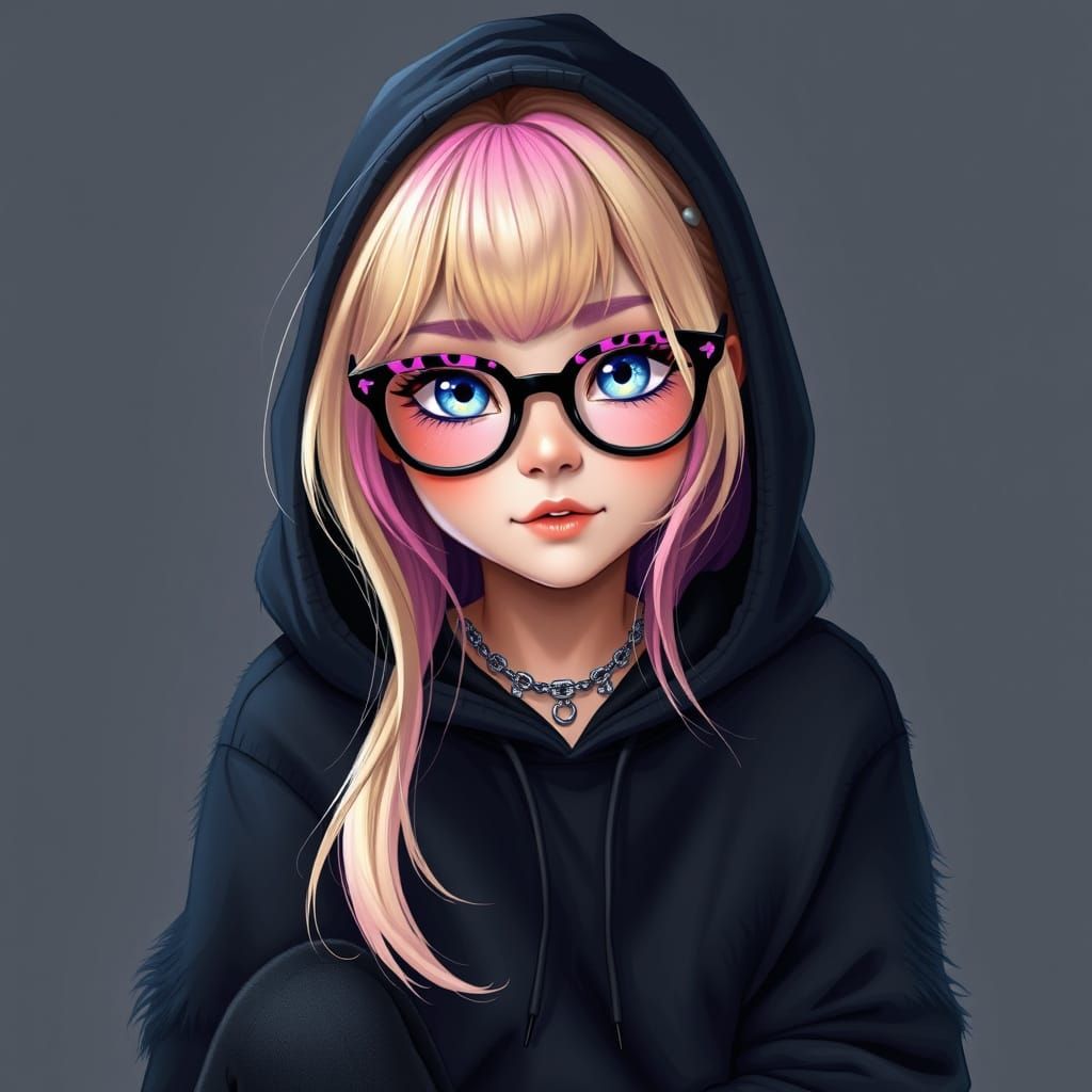 Realistic Girl in Photorealistic Style with Vibrant Hair and...