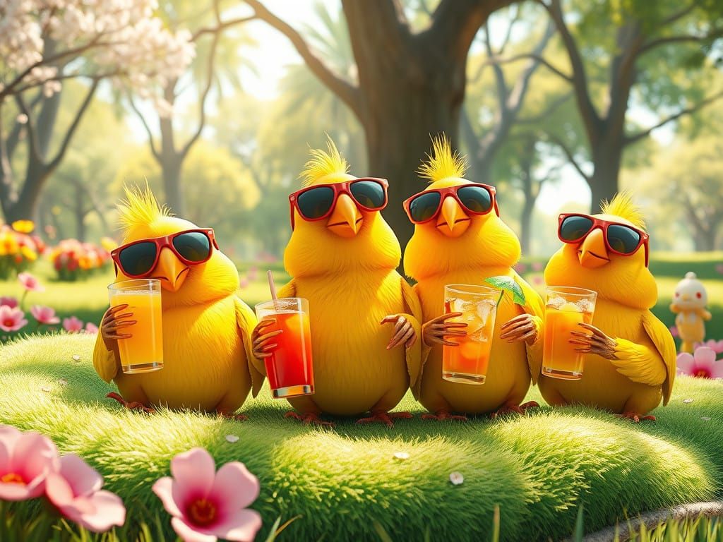 Vibrant Canaries Bask in Sunny Bliss