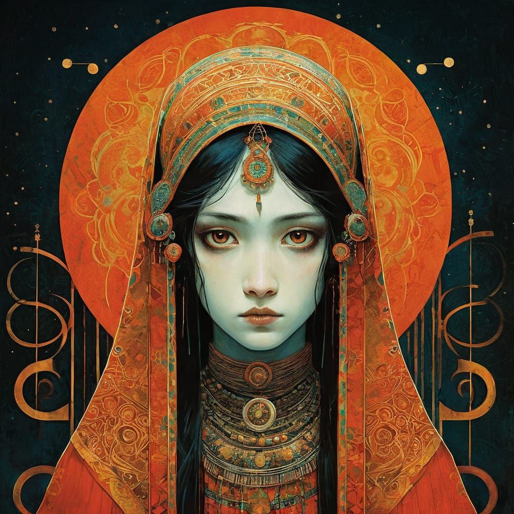 Vibrant Orange Tones in Artistic Rendering