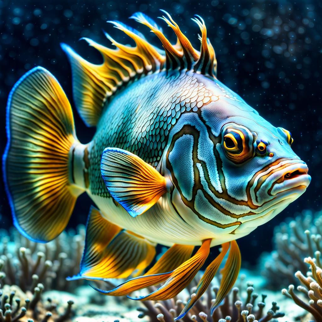 Crowned Translucent Fish Holding Desert Palace Microcosm