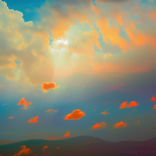 Ethereal Landscape with Colorful Trees and Sky