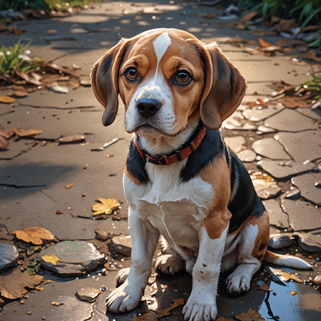 Adorable Beagle Portrait in Splash Art Style