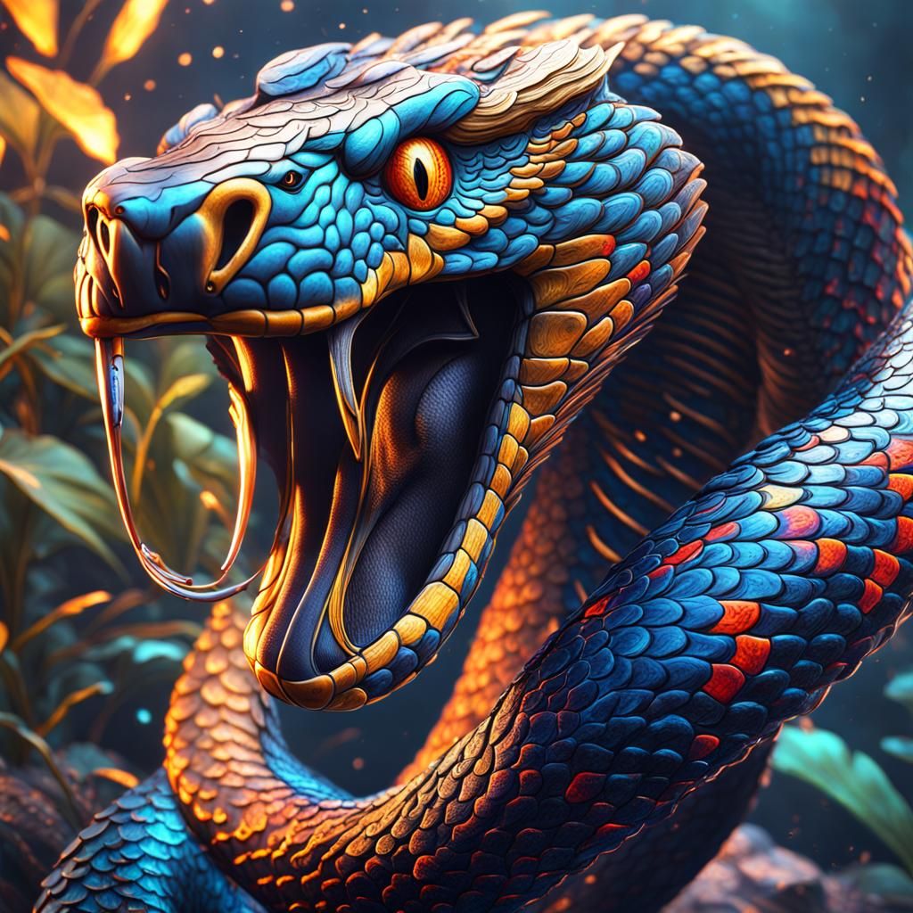 Colorful Cobra in Detailed Fantasy Art Style