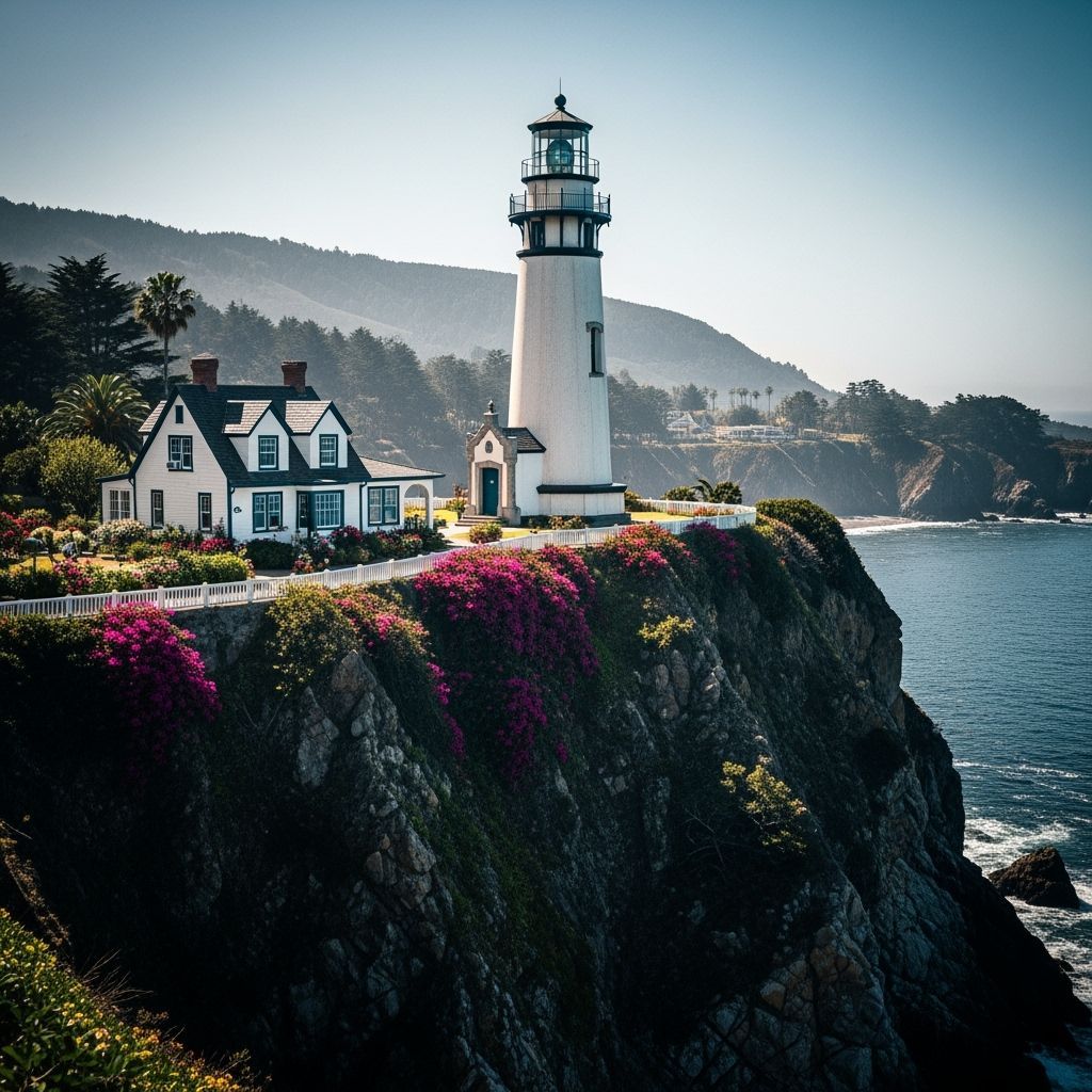 Coastal Lighthouse with Tropical Forest, Cinematic Style