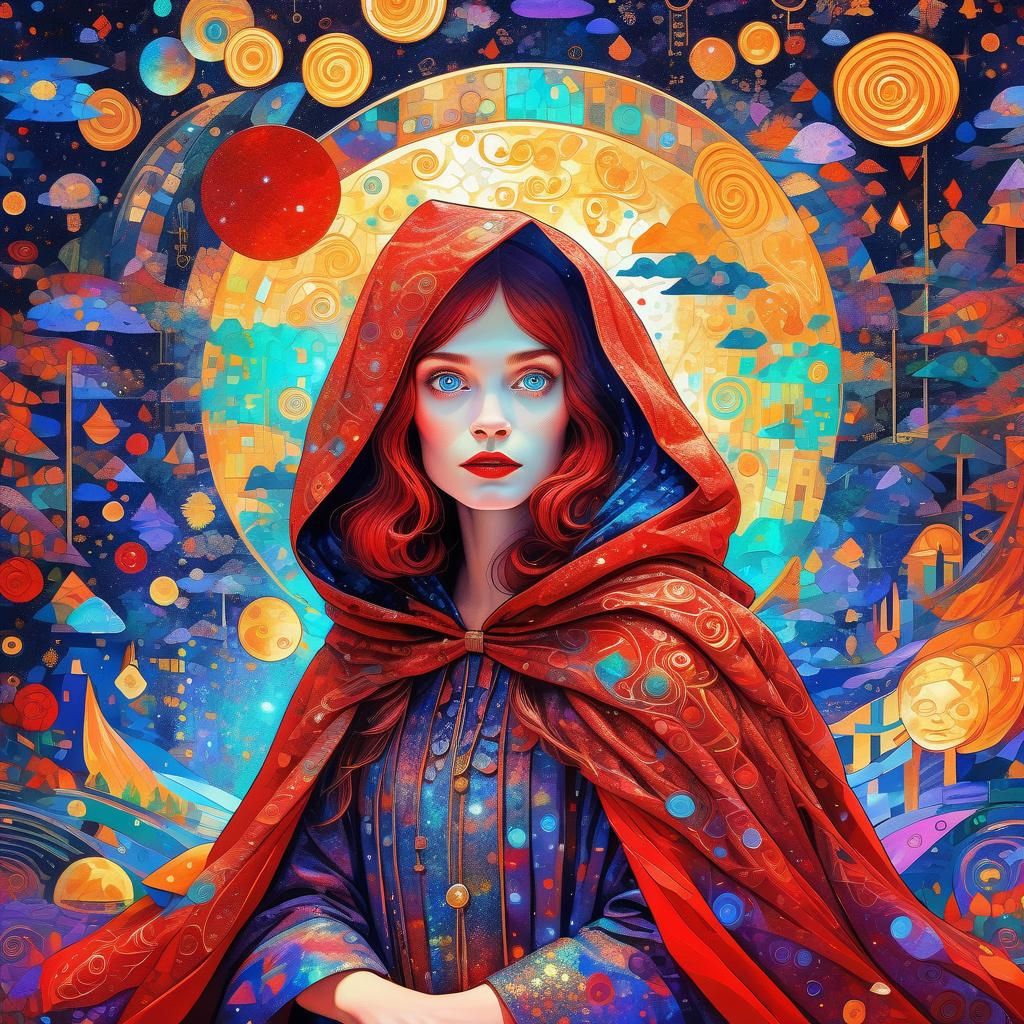 Little Red Riding Hood in Klimt Style