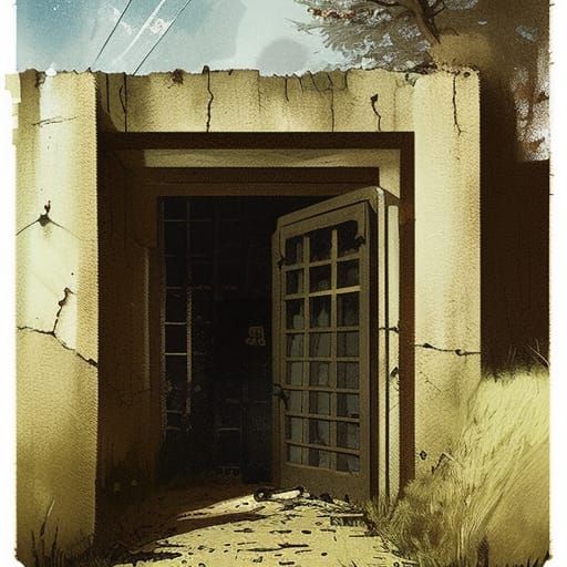 Sinister Doorway at Road's End: Digital Art